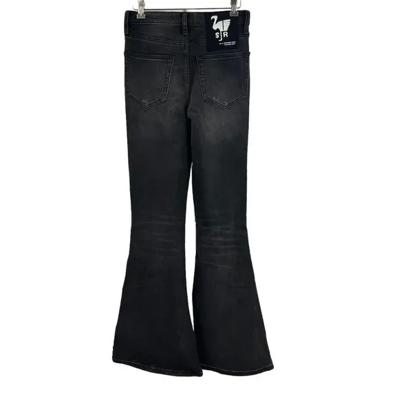 Sandrine Rose x Free People Black Flare Leg Distressed‎ Jeans 26 New - Picture 4 of 8